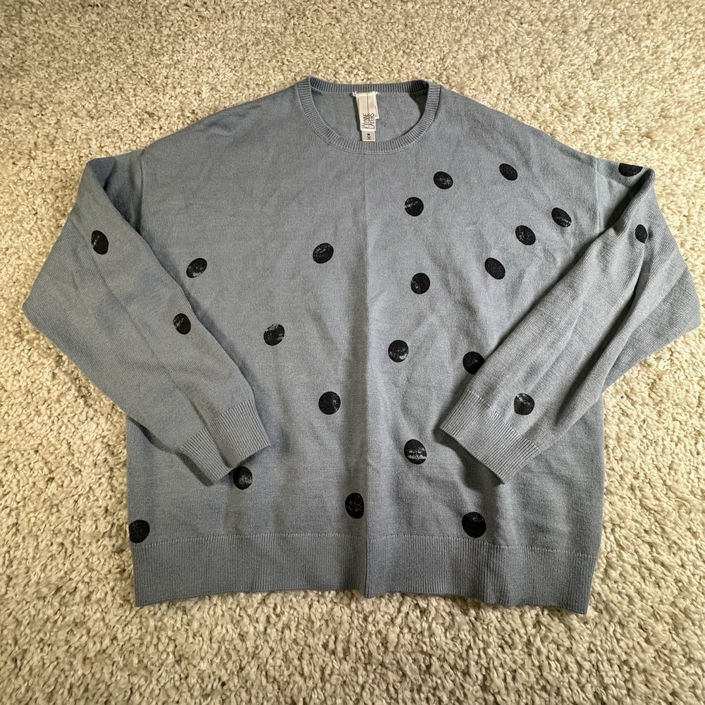 WynneLayers Sweater Women's Medium‎ Blue Gray Dot Soft Boho
